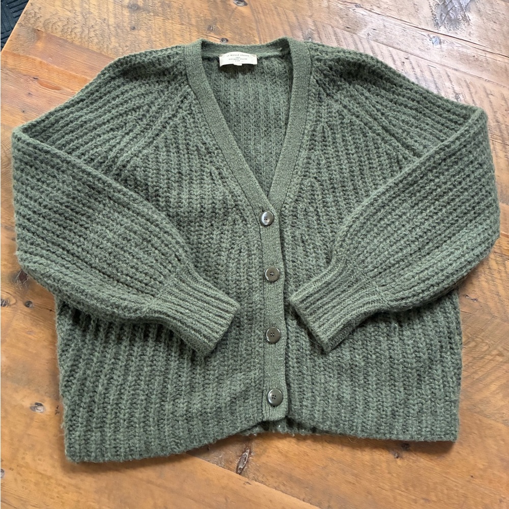 Sezane Forest Green Cardigan Sweater